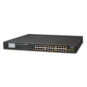 PLANET GSW-2620VHP 24-Port 10/100/1000T 802.3at PoE + 2-Port Gigabit SFP Ethernet Switch with LCD PoE Monitor (300W)